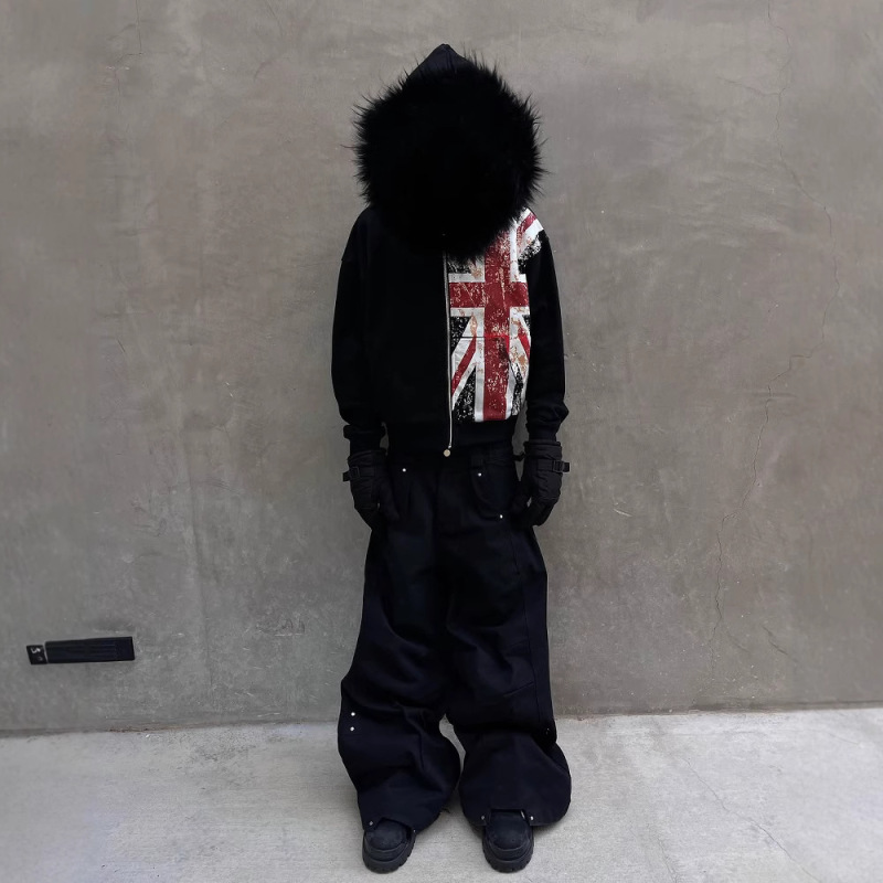 Women'S Fashion Uk 2025 - Women's Black Faux Fur Collar Zip-Up