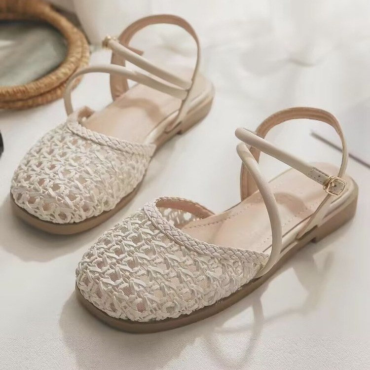 Women'S Fashion Sandals - French-style Closed-toe Sandals for Women, Summer