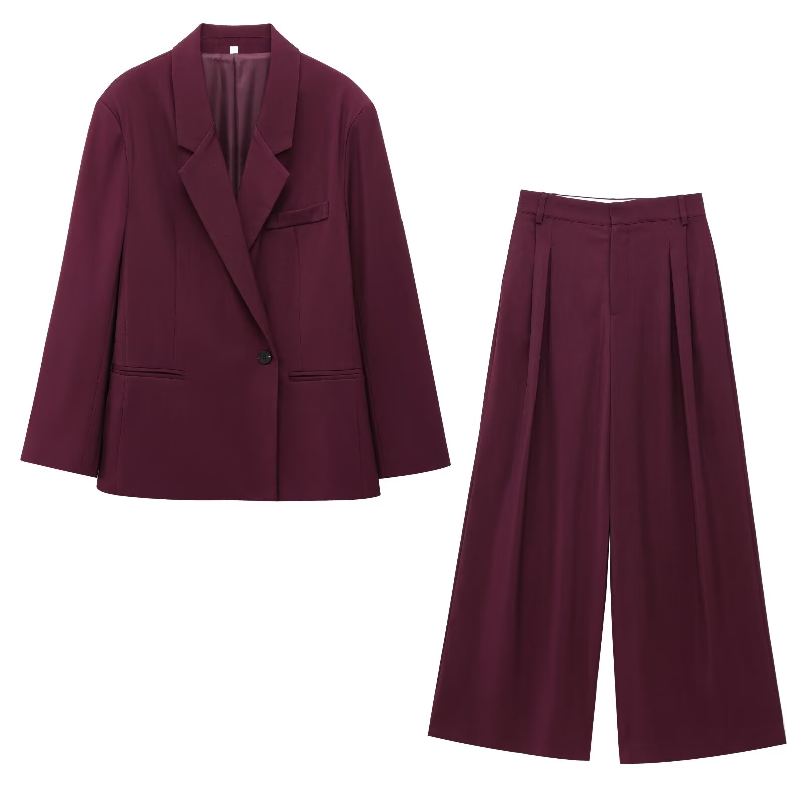 Wide Leg Palazzo Pants - Women Blazer + Pleated Wide Leg