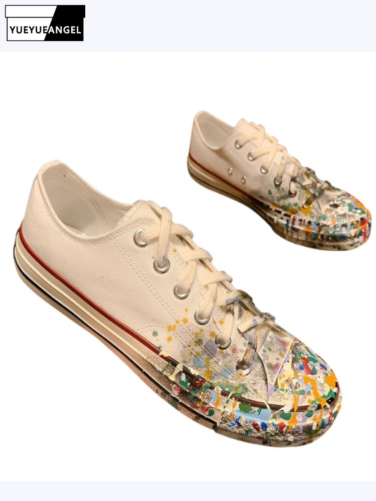Women'S Fashion Footwear - Womens Spring New Lace-Up Painted Low