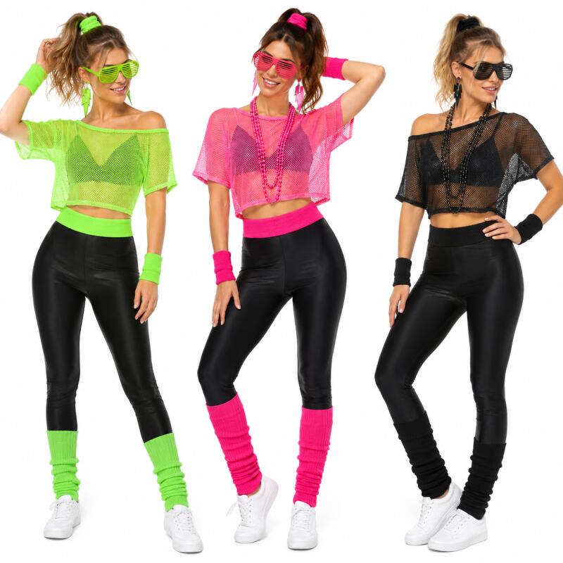 Women'S Fashion From The 80S - 80s Hippie Disco Outfit Set Neon