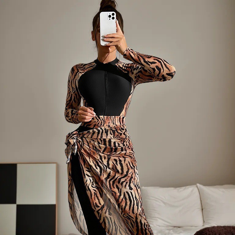 Printed Wrap Skirt - 2026 Modest Muslim Burkini 2‑Pcs Swimsuit