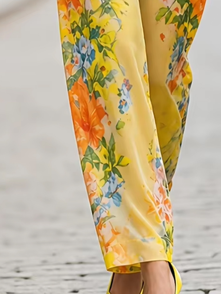 Floral Print Two-Piece Set for - огляд і ціна Wide Leg Palazzo Pants