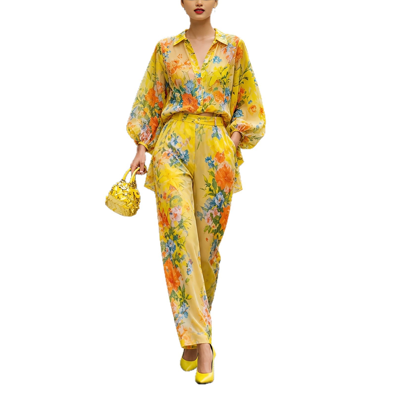 Floral Print Two-Piece Set for - огляд і ціна Wide Leg Palazzo Pants