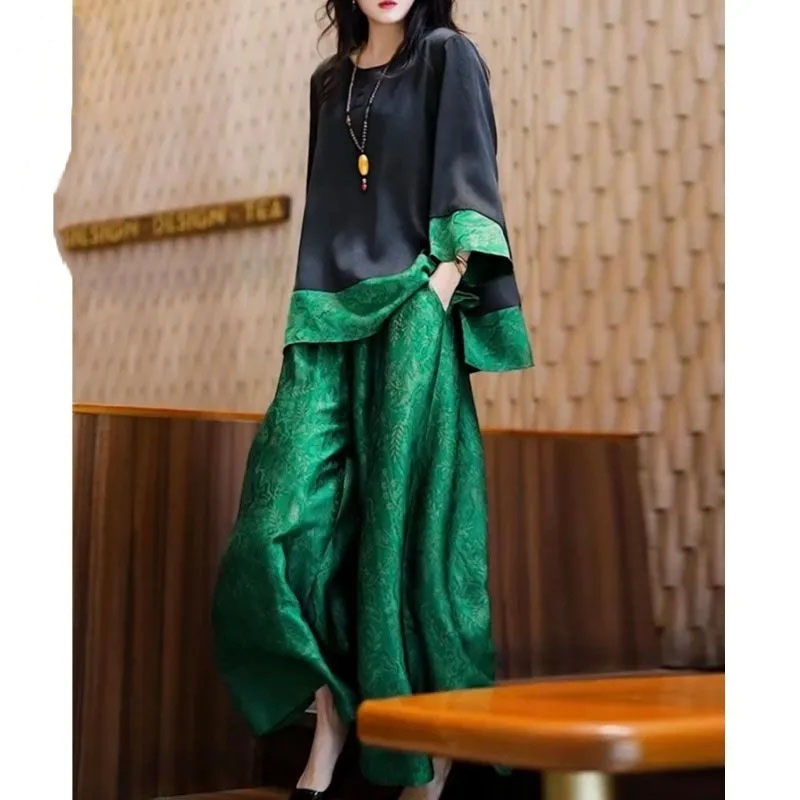 Summer Women Loose Satin Outfi - огляд і ціна Wide Leg Palazzo Pants