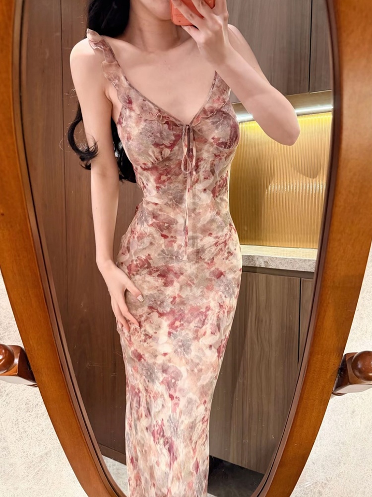 French Style Floral Print Slim - огляд і ціна Printed Wrap Skirt