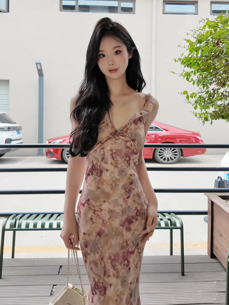 French Style Floral Print Slim - огляд і ціна Printed Wrap Skirt