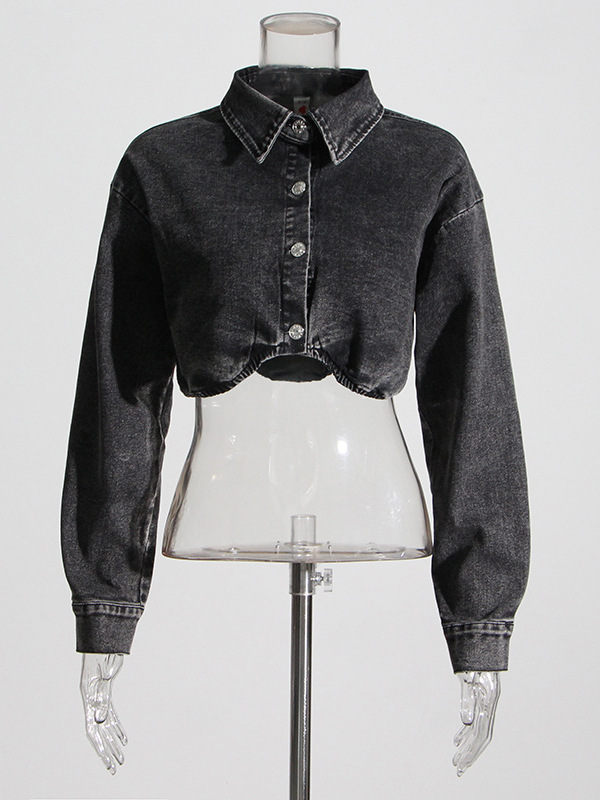  Smoke Grey Short Denim Jacket - огляд і ціна Women'S Fashion Utility Jacket