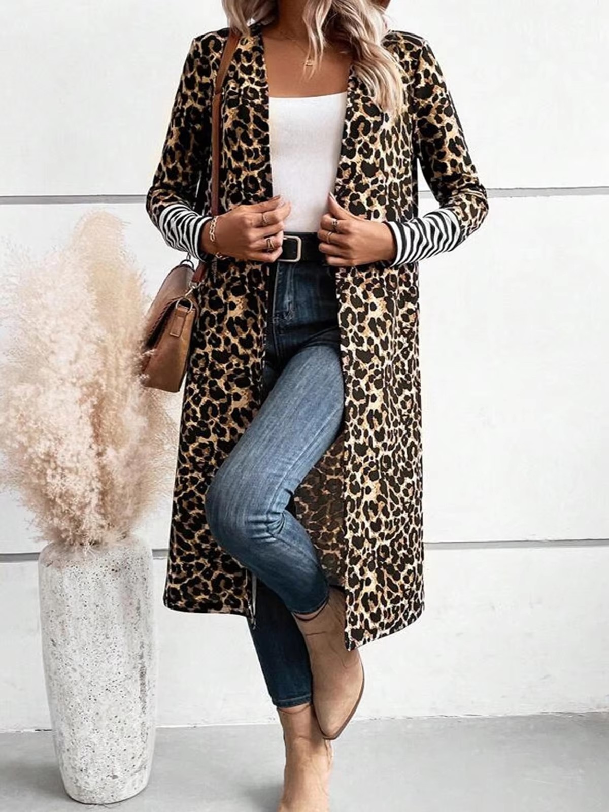 Plus Size Women Leopard Print  - огляд і ціна Kimono Cardigan Women