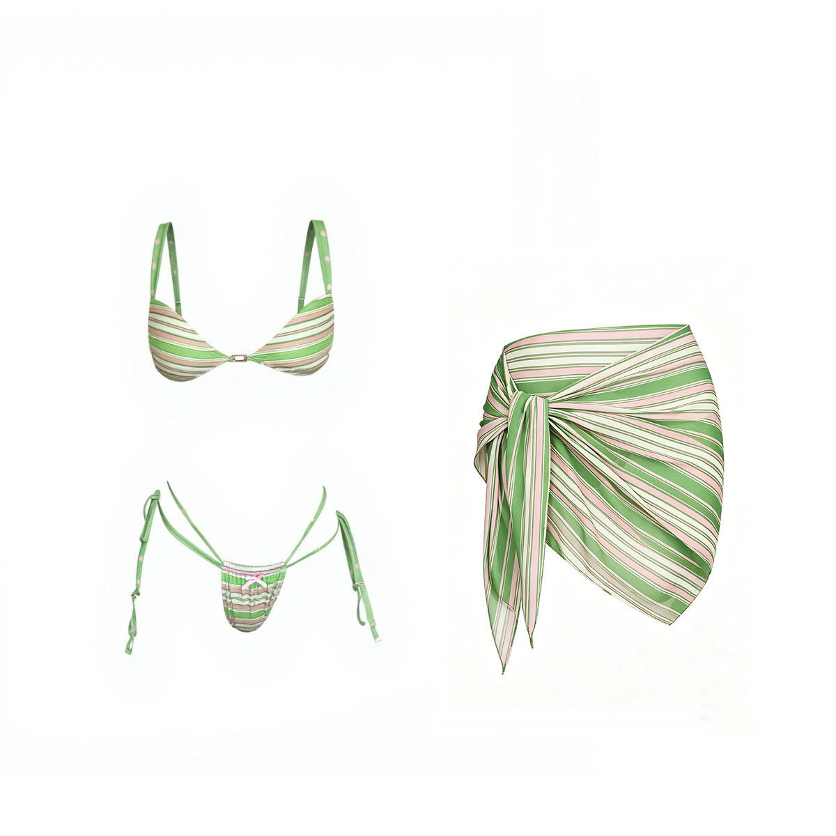 3 Pieces Women Swimsuit Swimwe - огляд і ціна Printed Wrap Skirt