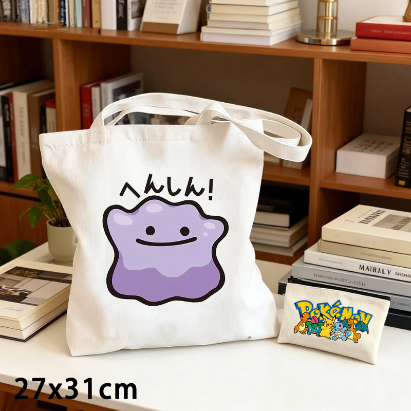 2PCS Pokemoned Canvas Bag and  - огляд і ціна Coin Purse Women