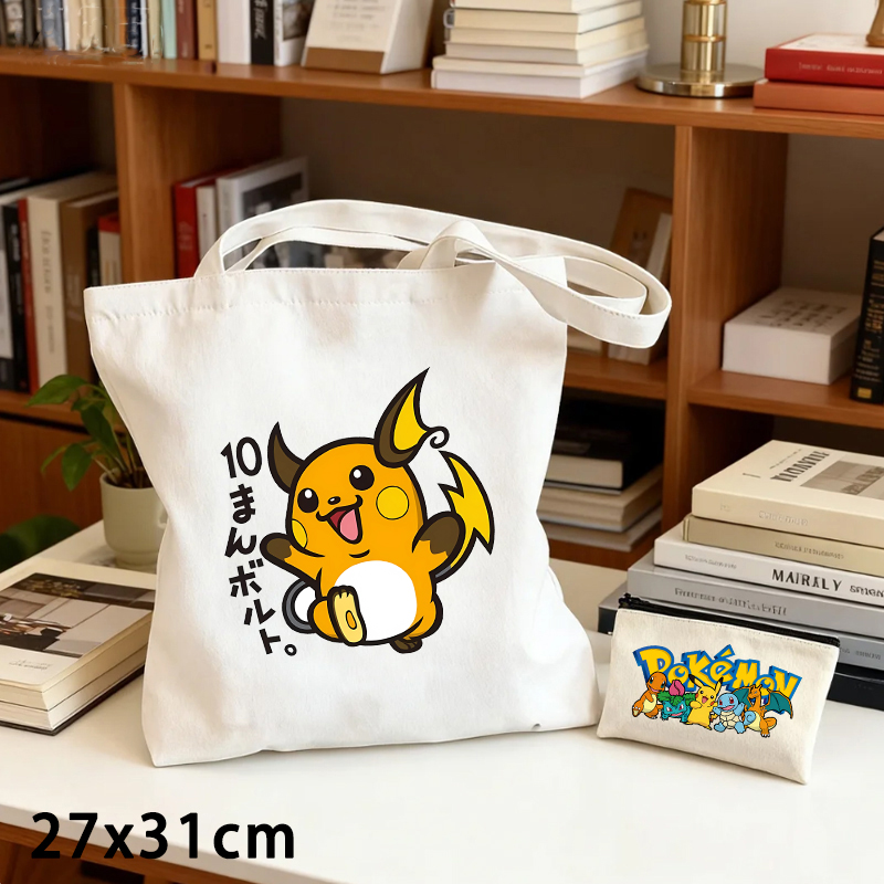 2PCS Pokemoned Canvas Bag and  - огляд і ціна Coin Purse Women