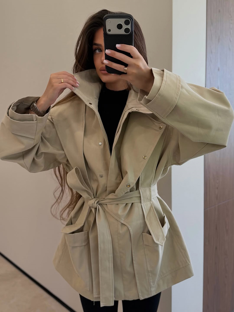 Women Short Trench Coat Belted - огляд і ціна Women'S Fashion Utility Jacket