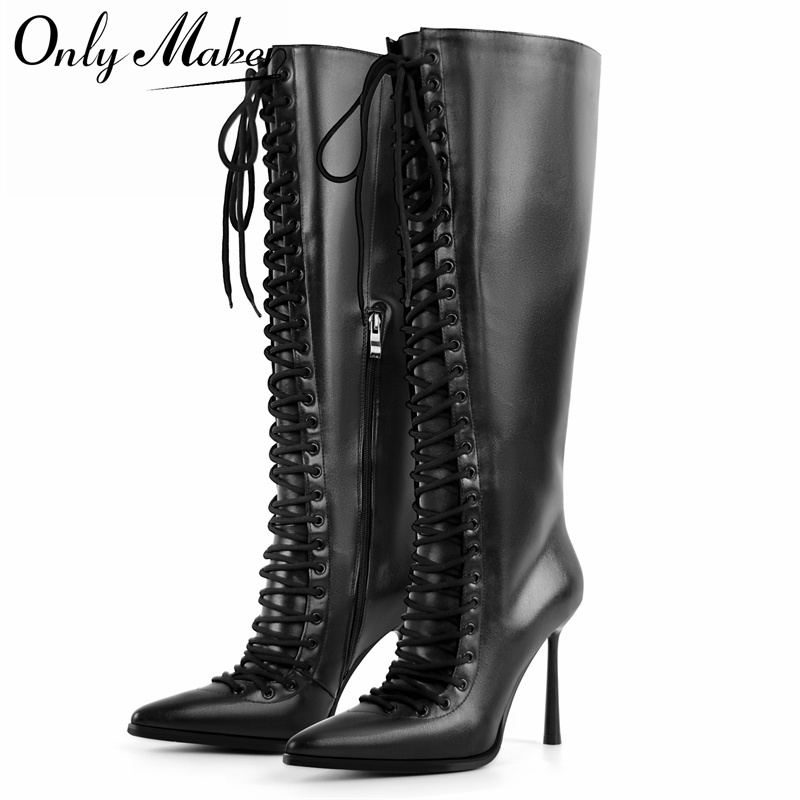 Onlymaker Pointed Toe Lace Up  - огляд і ціна Women'S Fashion Knee High Boots