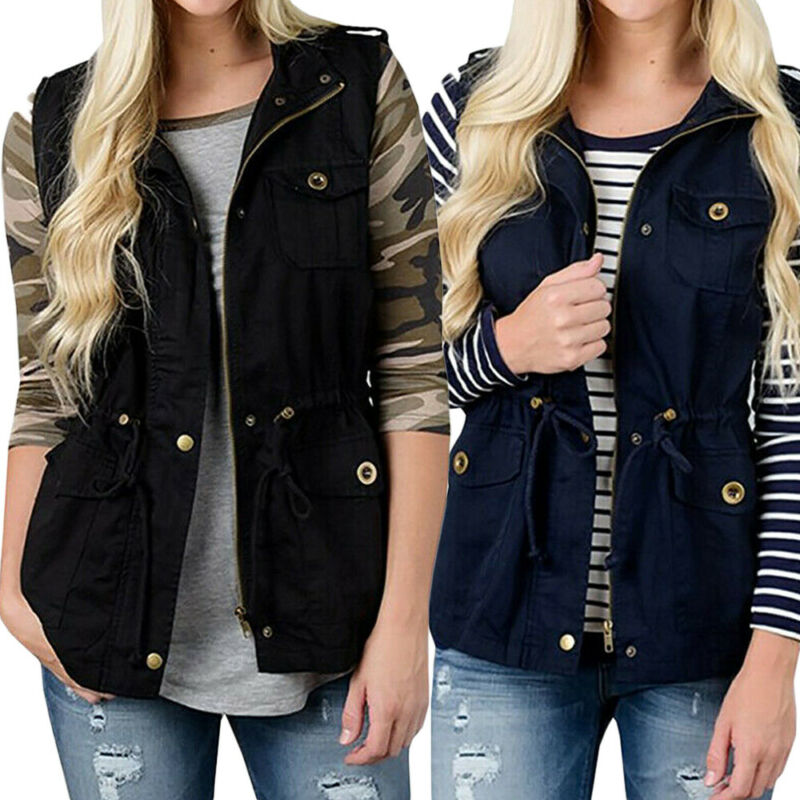 Fashion Women Vest Olive Cargo - огляд і ціна Women'S Fashion Utility Jacket