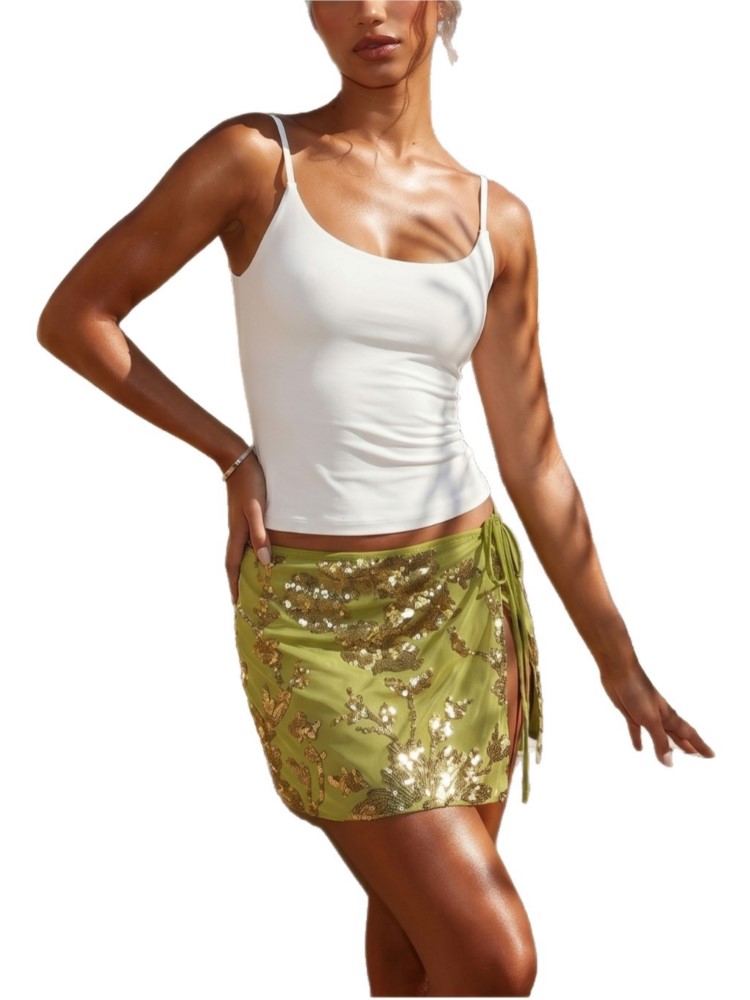 Womens Sequins Dance Beach Ski - огляд і ціна Printed Wrap Skirt